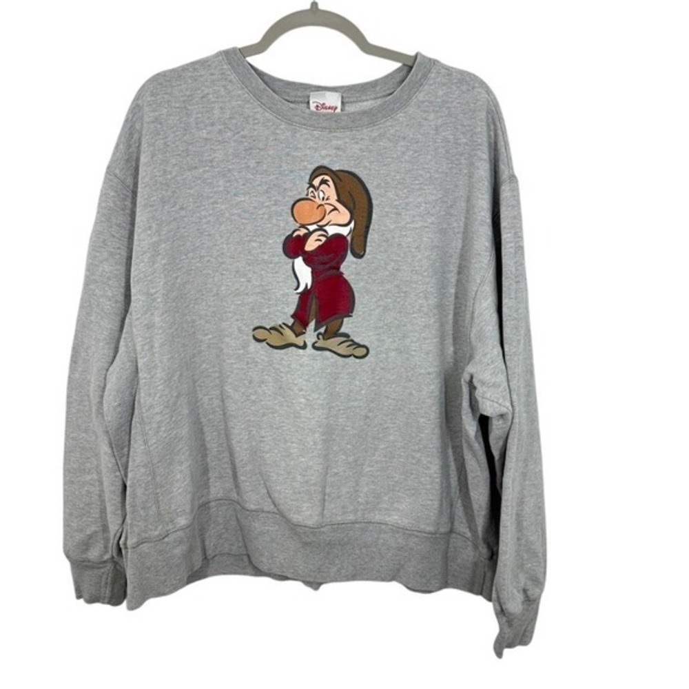 Vintage Disney‎ Store Grumpy Dwarf Sweatshirt Women's XL Gray Graphic Crewneck
